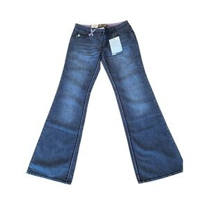 Luxirie by Lrg Flared Jeans Womens Purple SZ 30 Denim Shaded Embroidered Cotton